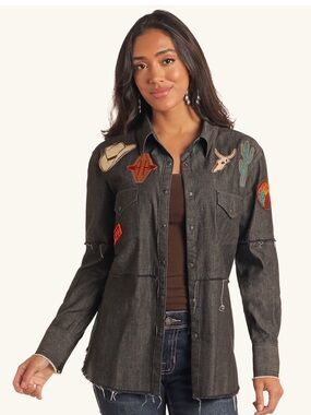 Panhandle Slim Western Pearl Snap Shirt Patchwork Rodeo Cowboy Button Up XS